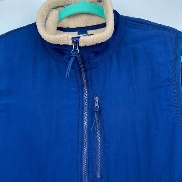J.CREW/JEANS MEN'S VEST NYLON JACKET COLOR BLOCK Sherpa SIZE M cream blue - Picture 6 of 11